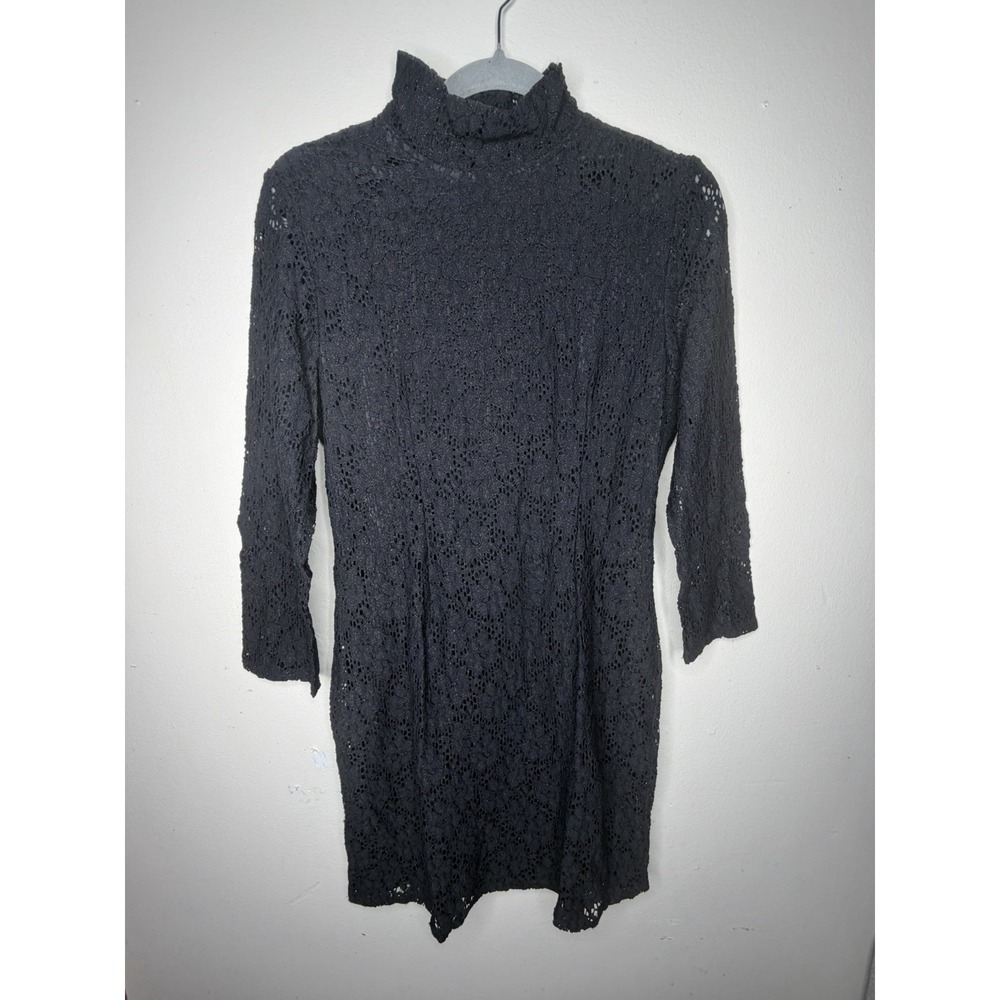 Miss Me Couture Women's Black Lace 3/4 Sleeve Dress Cut Out Back Size Medium